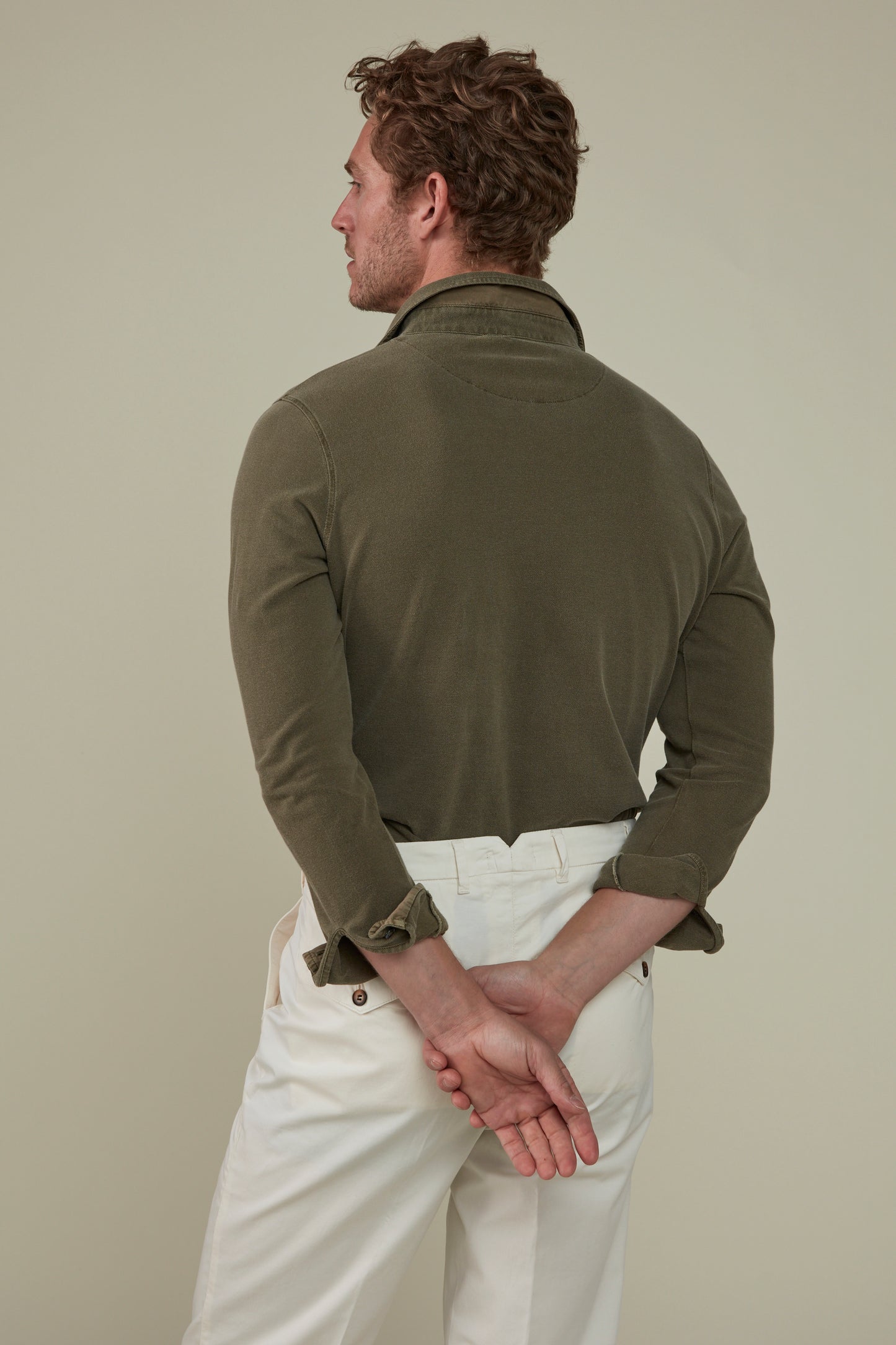 Hastings Long Sleeved Polo - Garment-Dyed Olive
