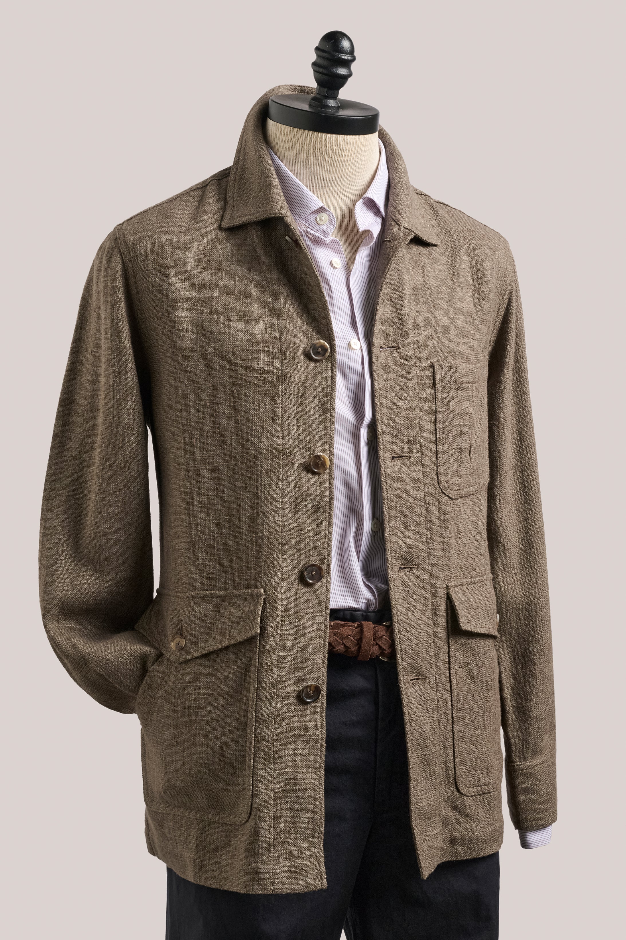 Fitzroy Chore Jacket - Silk/Linen/Cotton - Brown
