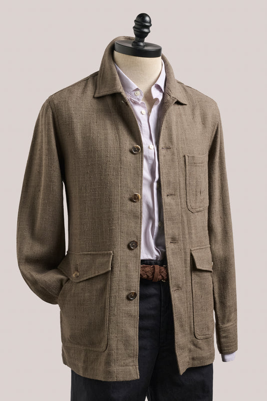 Fitzroy Chore Jacket - Silk/Linen/Cotton - Brown