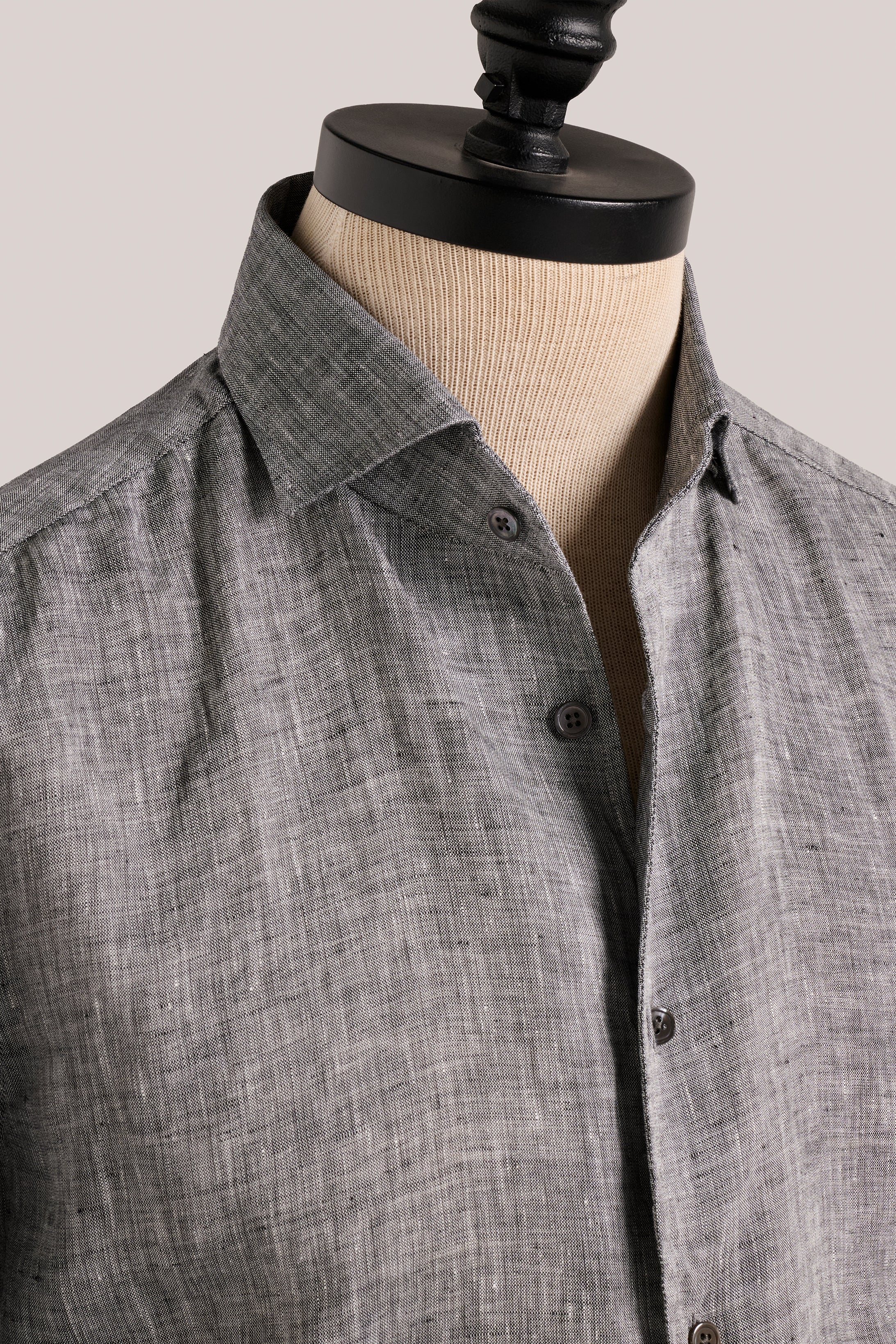 Bronte Linen Evening Shirt - Charcoal