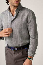 Bronte Linen Evening Shirt - Charcoal