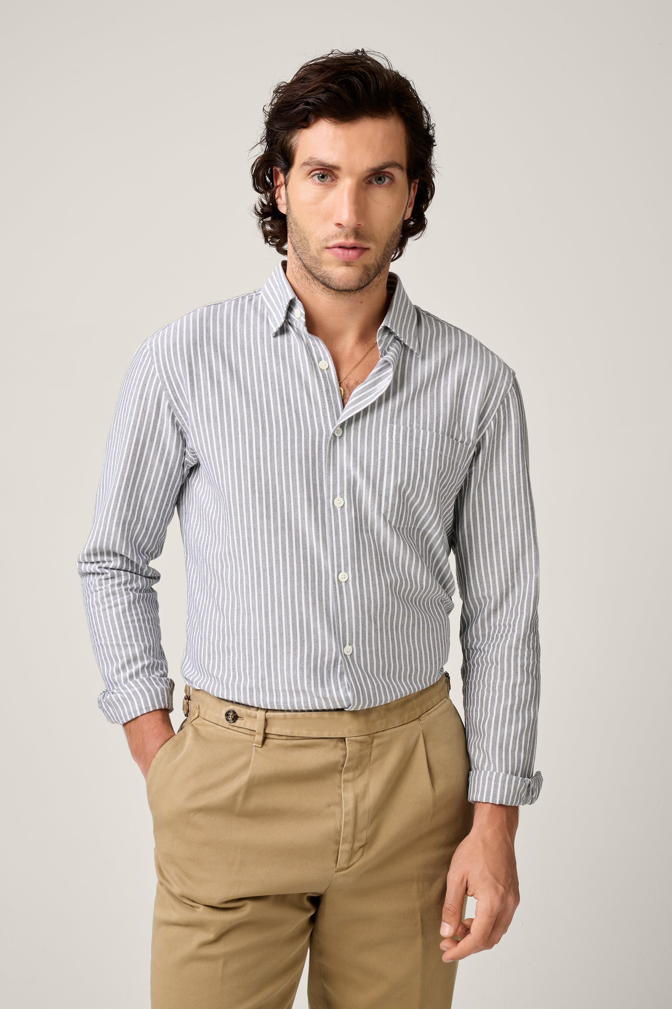 Fenner Essential Oxford Shirt - Gray Stripe