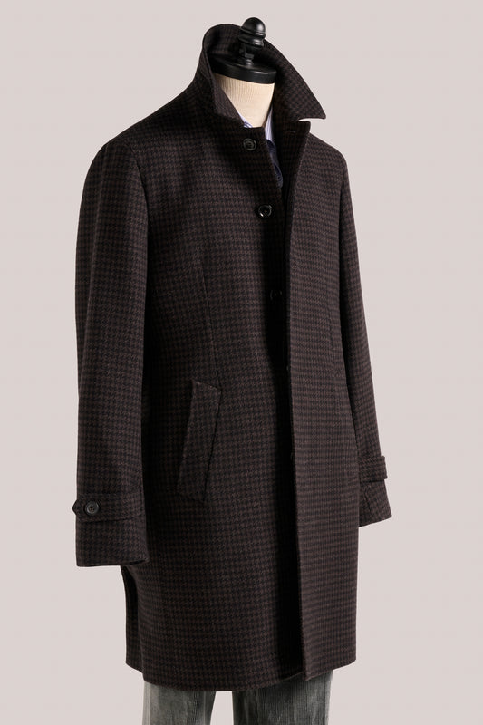 Webster Car Overcoat - Chocolate Houndstooth