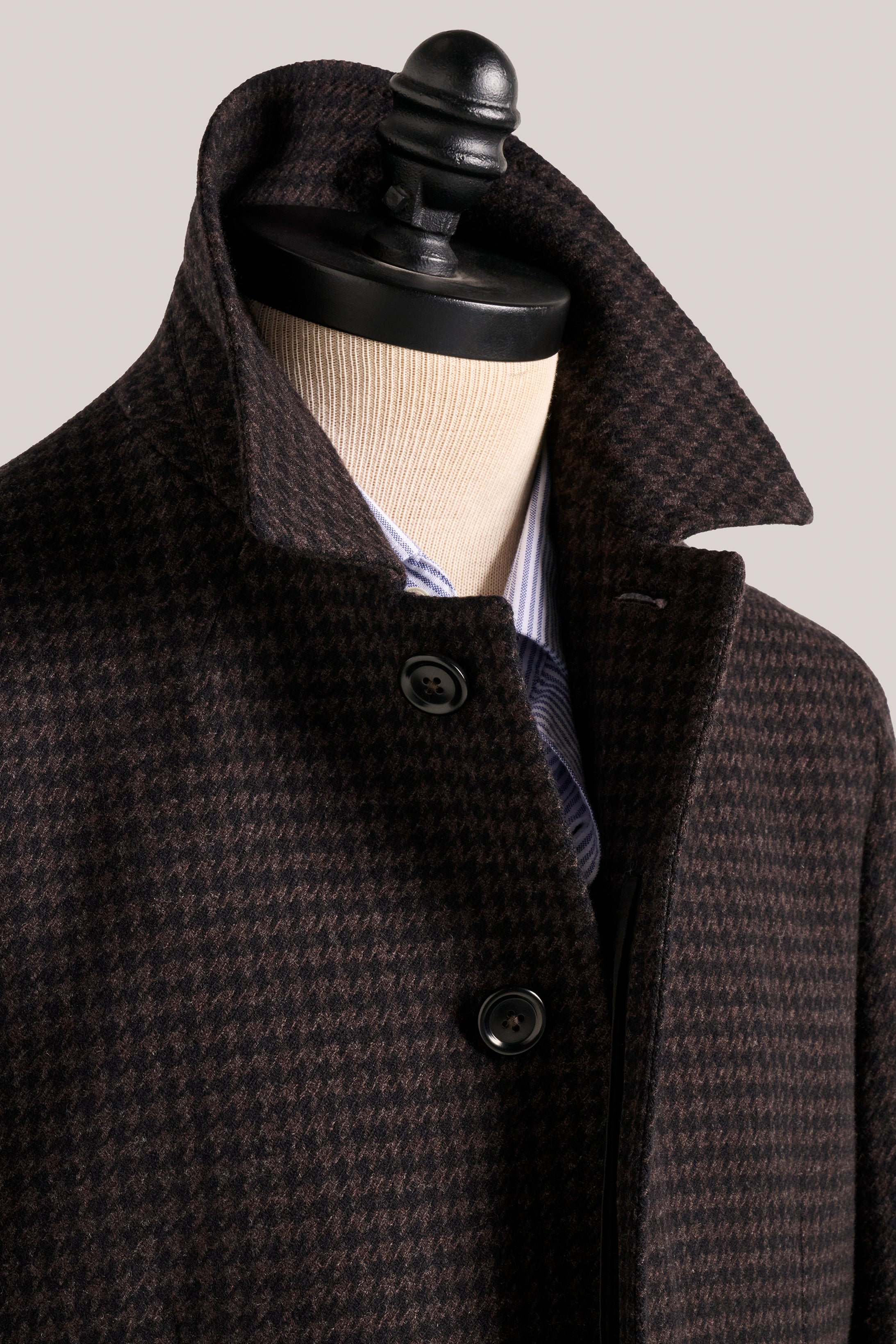 Webster Car Overcoat - Chocolate Houndstooth