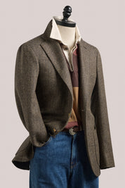 Naples Blazer - Wool/Cashmere - Brown Herringbone