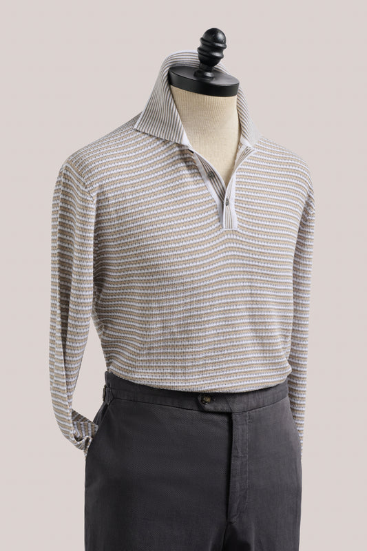 Inverloch Ice Cotton Long Sleeved Polo - Sand
