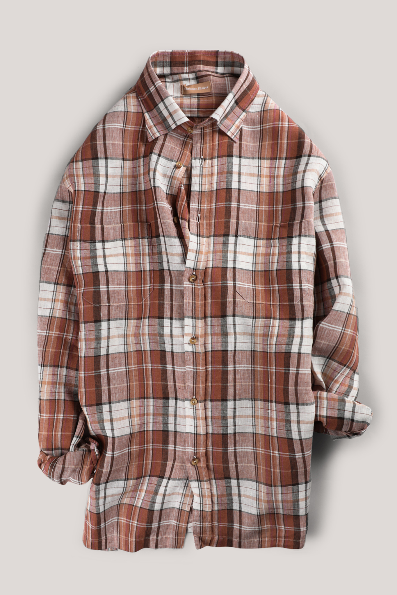 Bronte Check Linen Shirt - Maxlin Coffee - Very limited