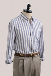 Holiday Shirt - Cotton/Linen - Navy/White Bengal Stripe
