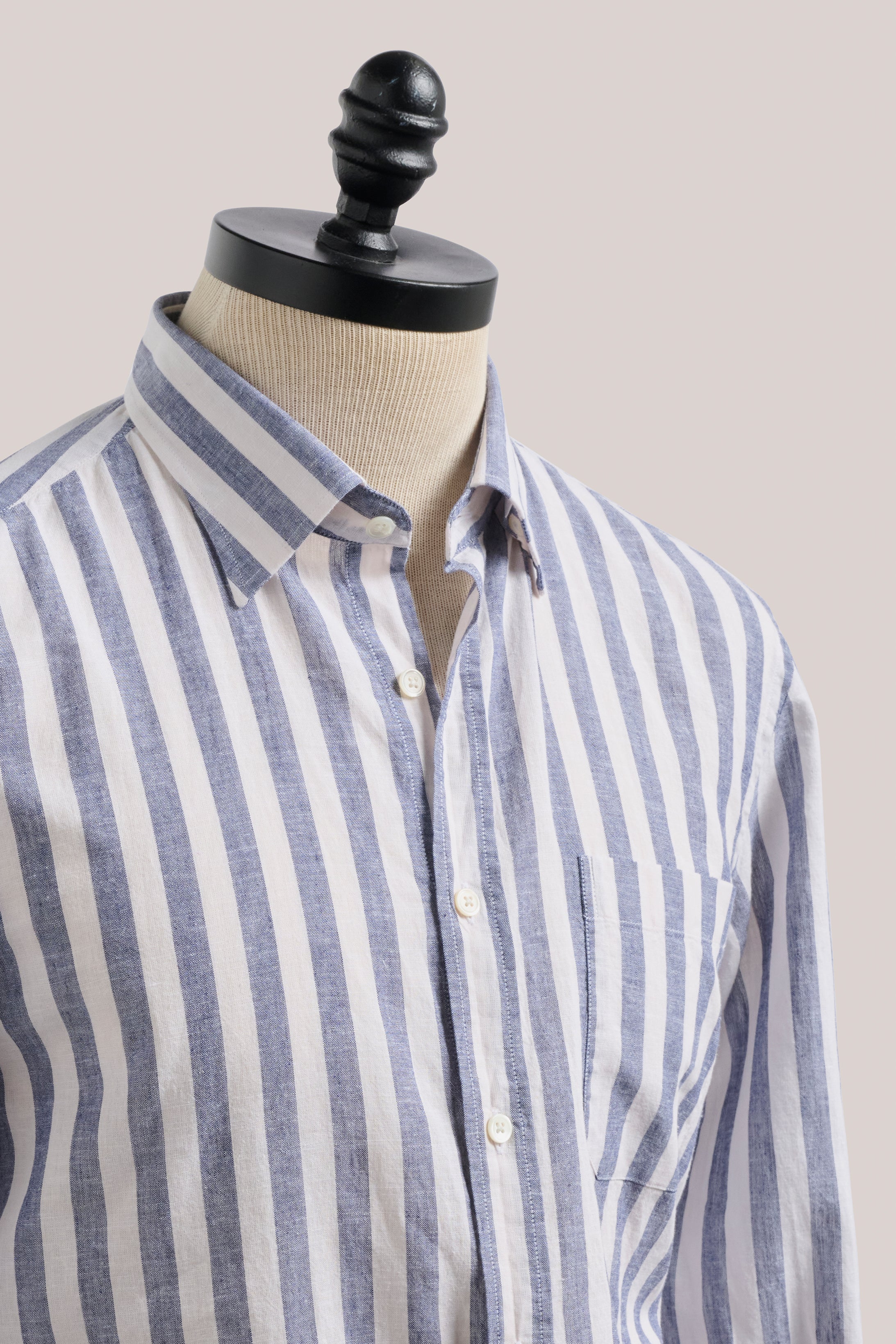 Holiday Shirt - Cotton/Linen - Navy/White Bengal Stripe