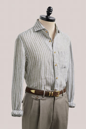 Holiday Shirt - Linen - Pistachio Stripe