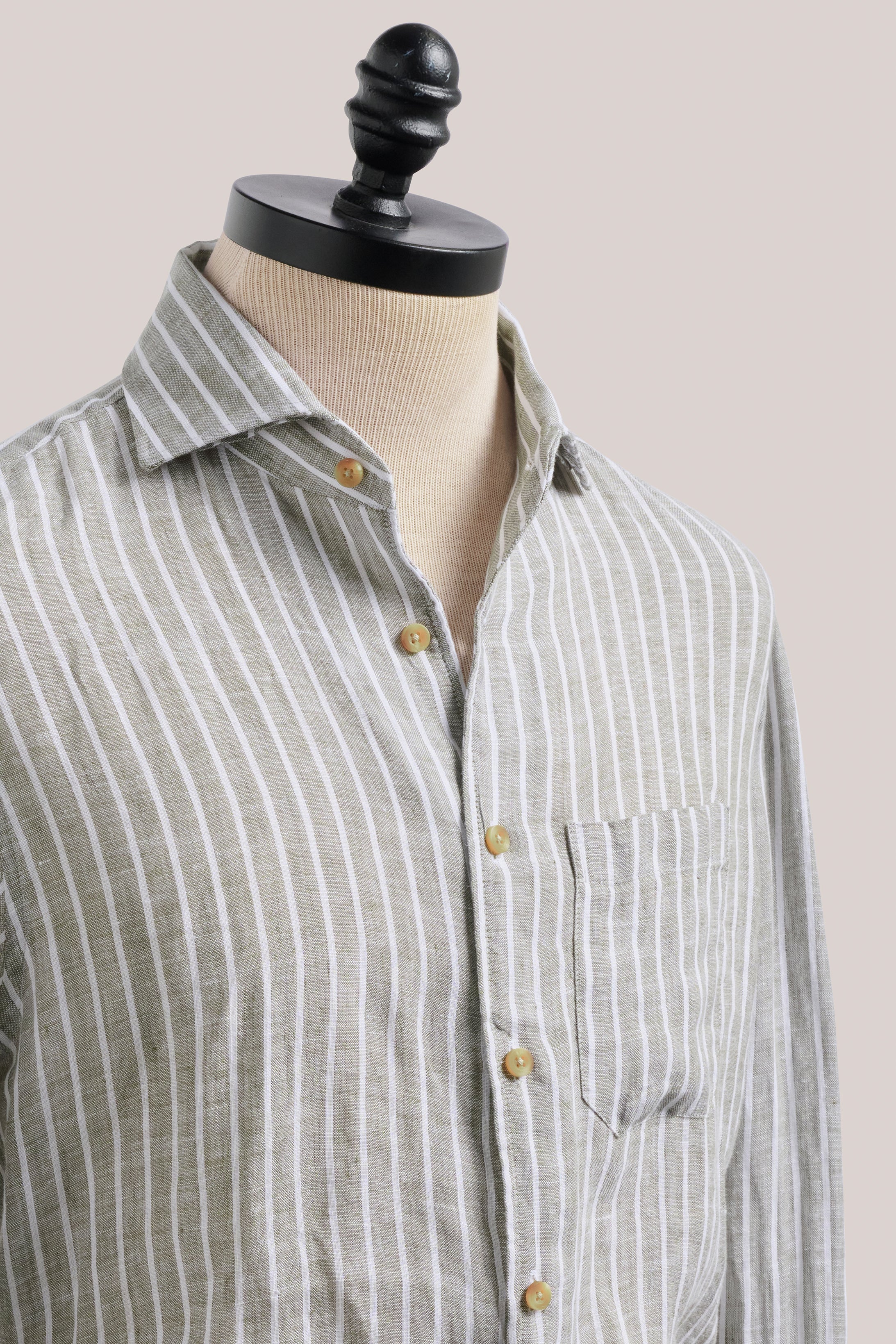 Holiday Shirt - Linen - Pistachio Stripe