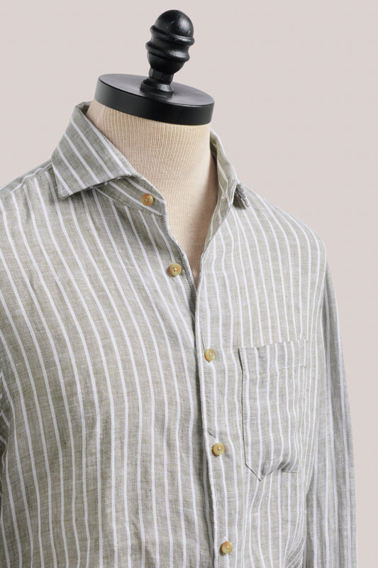 Holiday Shirt - Linen - Pistachio Stripe