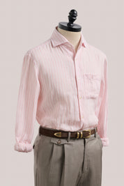 Holiday Shirt - Linen - Coral Stripe