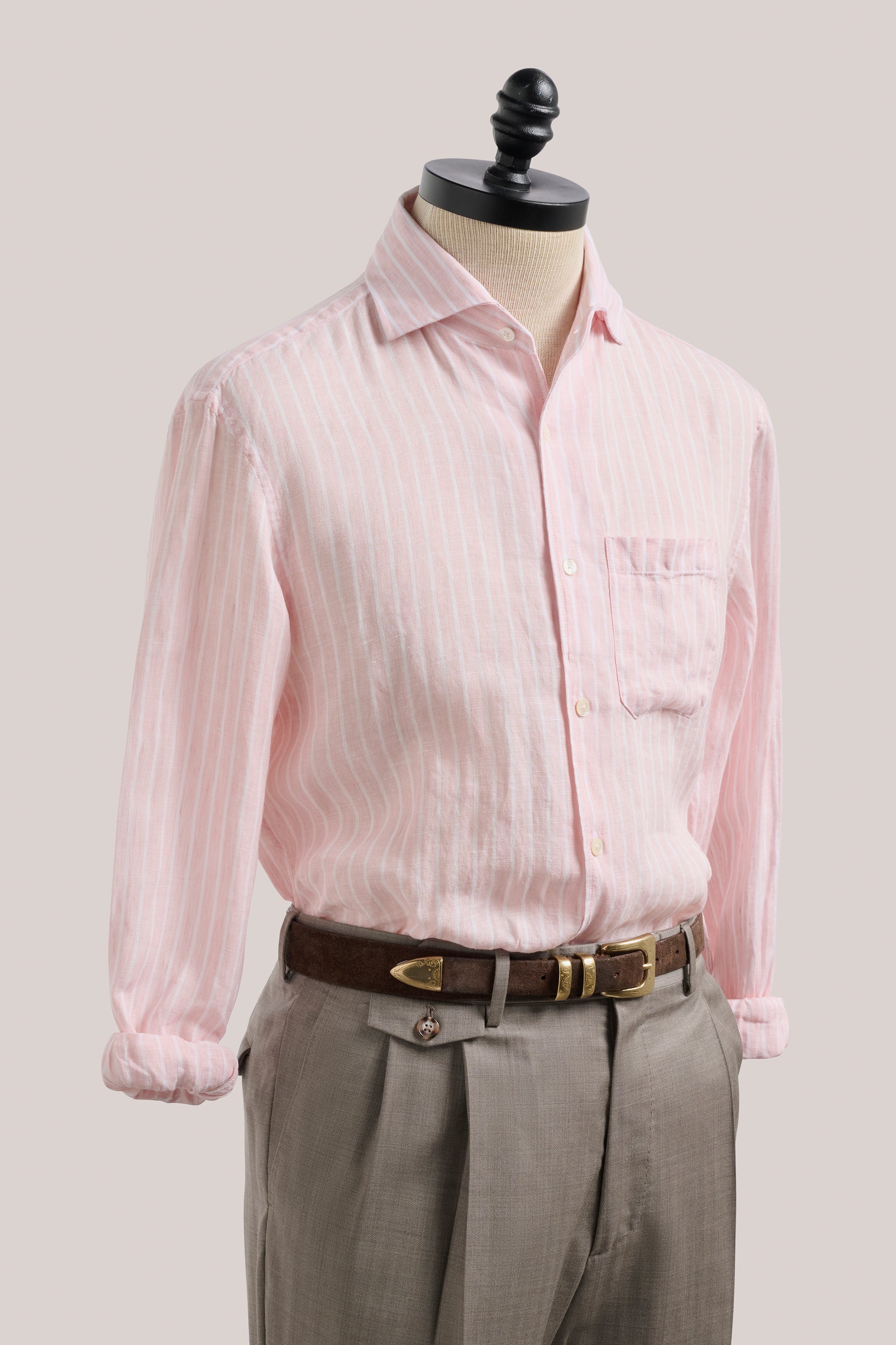 Holiday Shirt - Linen - Coral Stripe