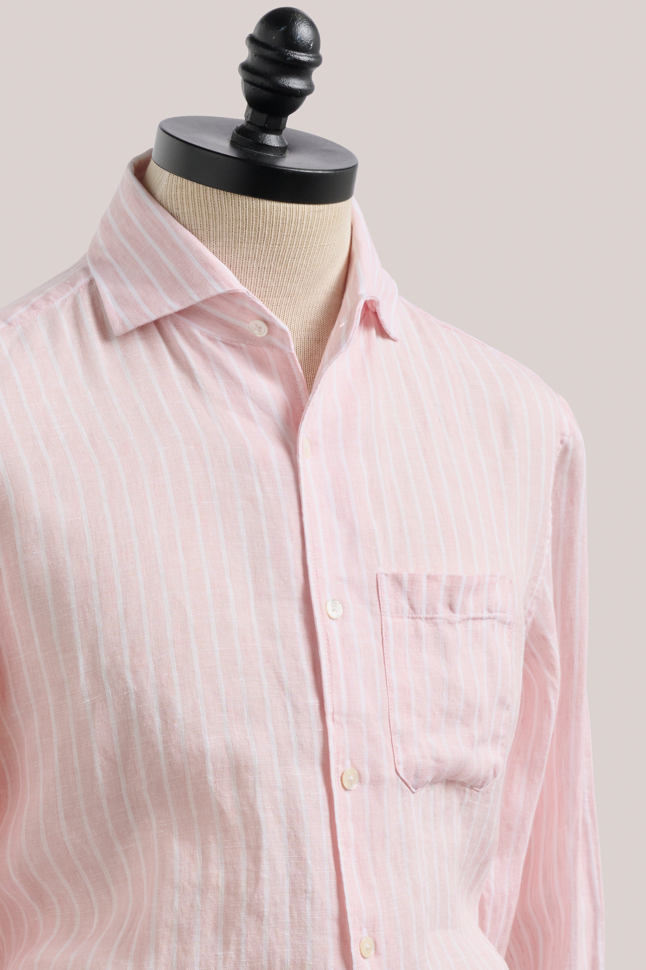 Holiday Shirt - Linen - Coral Stripe