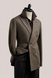 Naples Double-Breasted Blazer - Wool/Cashmere - Brown Herringbone
