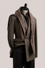 Naples Double-Breasted Blazer - Wool/Cashmere - Brown Herringbone