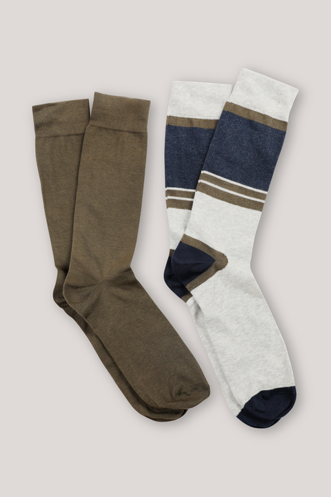Stripe and Melange Socks - 2 pack
