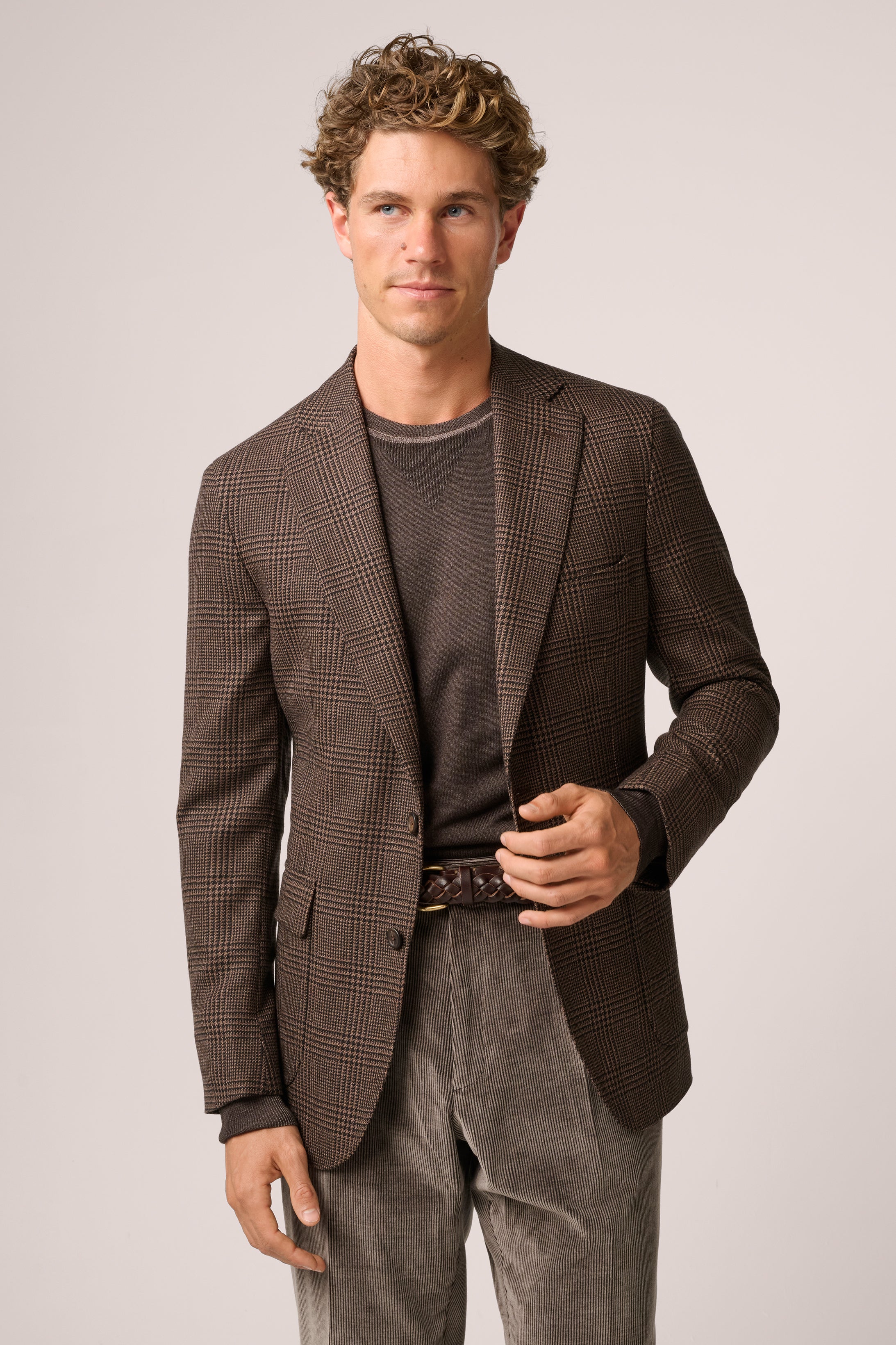 Apollo Blazer - Wool and Cashmere - Brown Prince of Wales