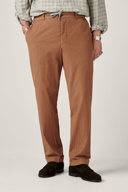 Paperweight Seersucker Drawstring Trouser - Camel