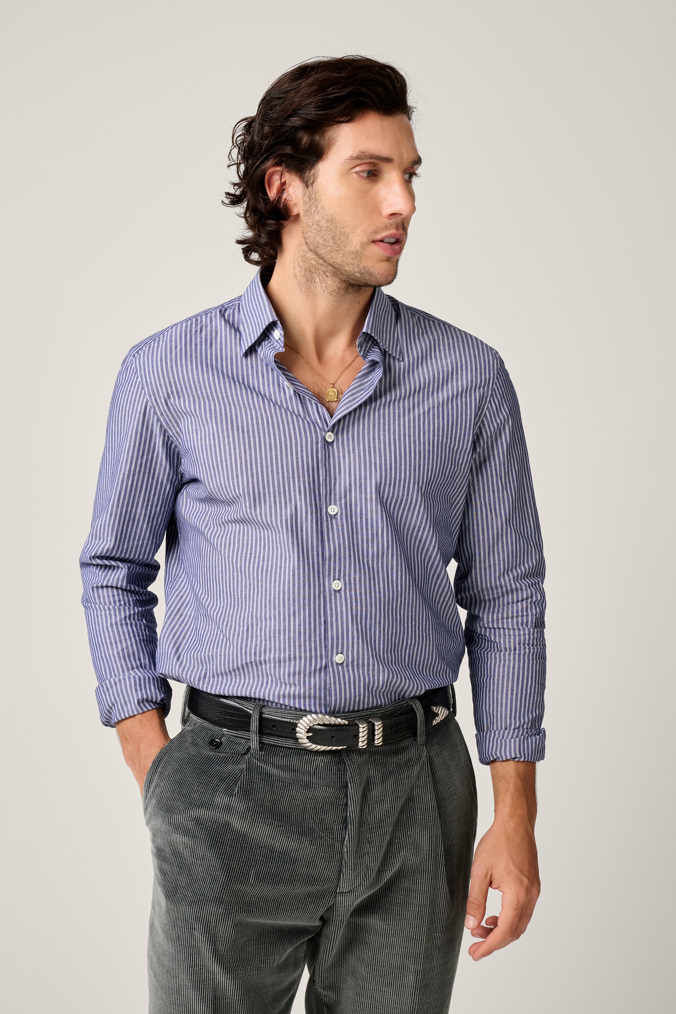 The Shoreham Shirt - Blue Pinstripe