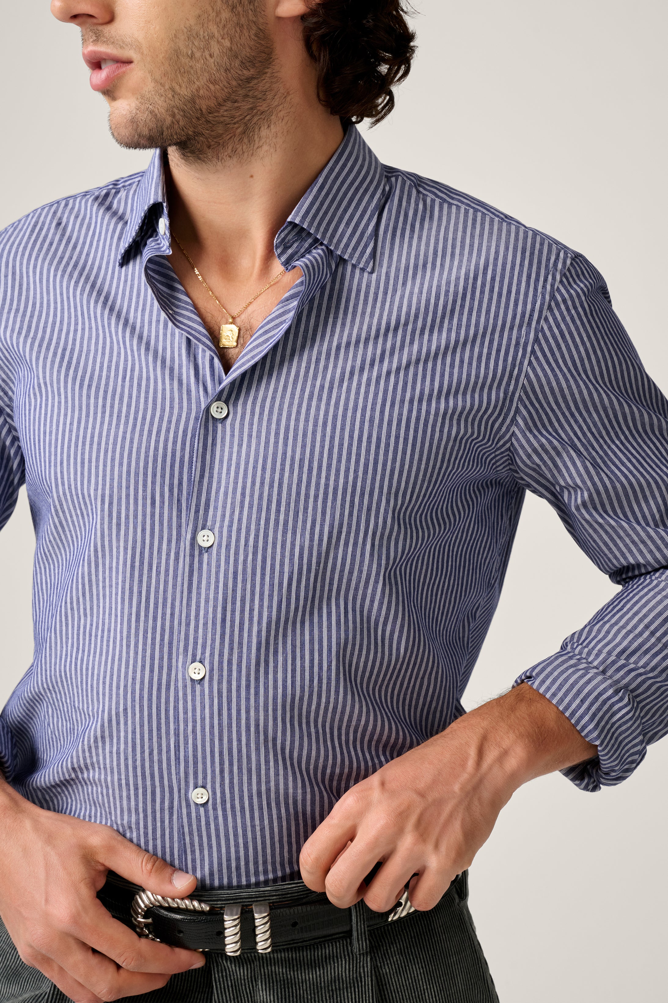 The Shoreham Shirt - Blue Pinstripe