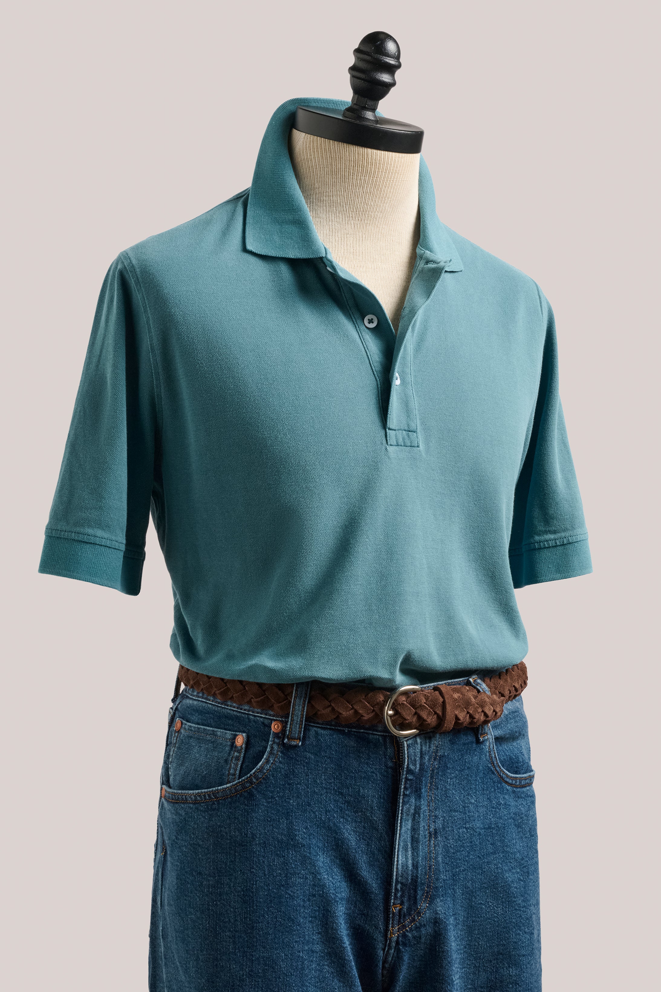 Rosebud Short Sleeved Polo - Garment-Dyed Petrol