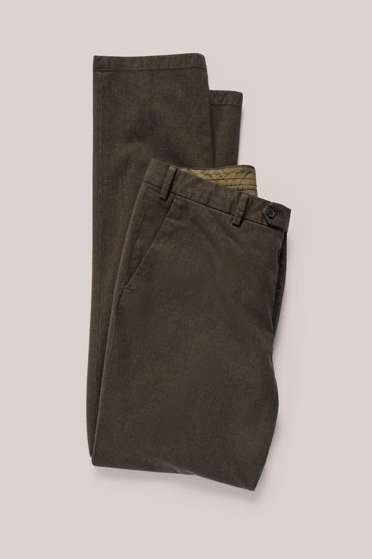 Soft Cotton Straight-Leg Chino - Brown Melange