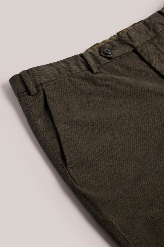 Soft Cotton Straight-Leg Chino - Brown Melange