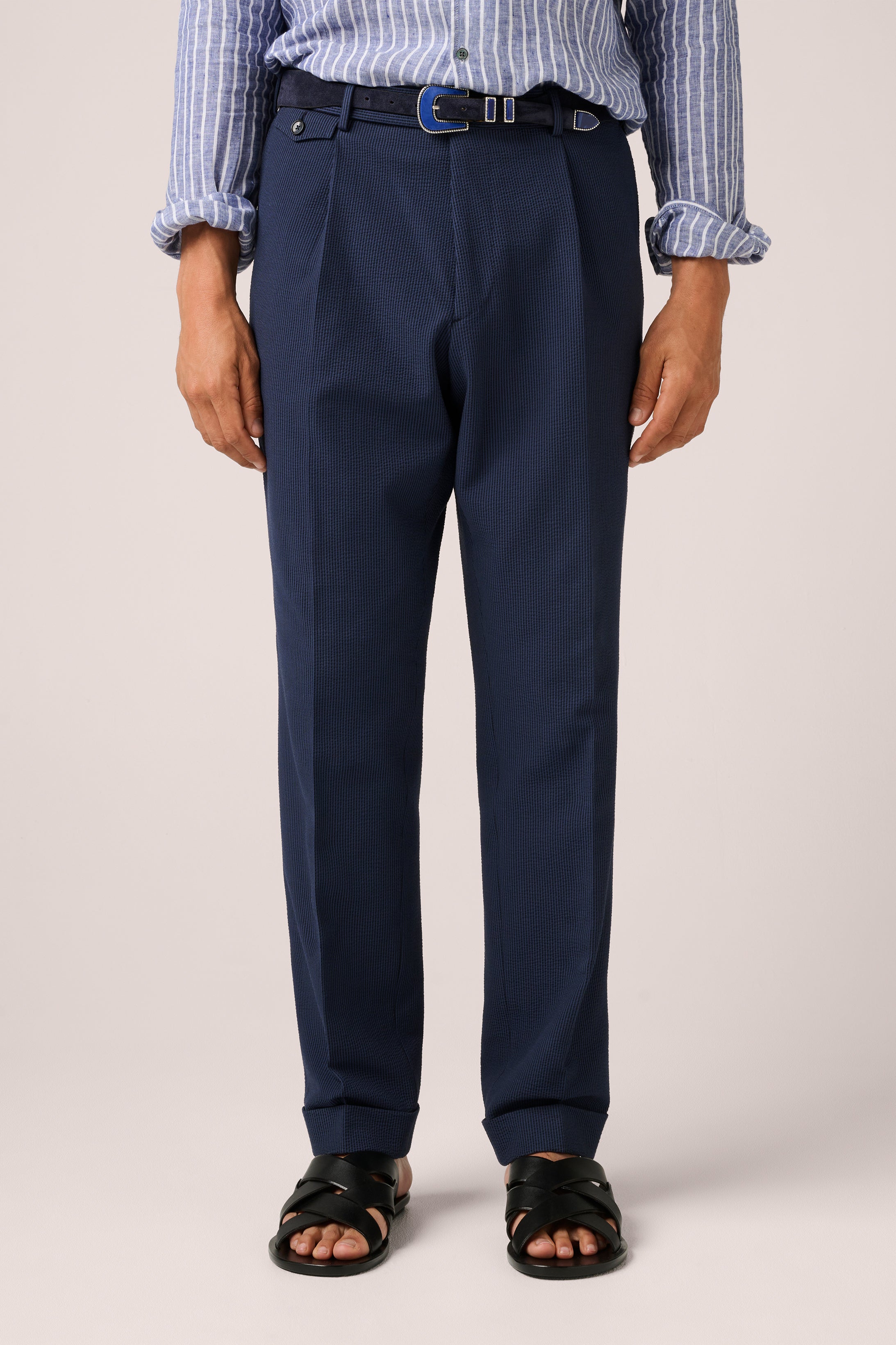 Seersucker Trousers - Navy – CHRISTIAN KIMBER