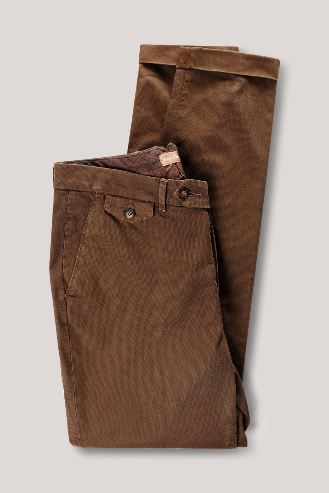 Textured Cotton Chino - Walnut