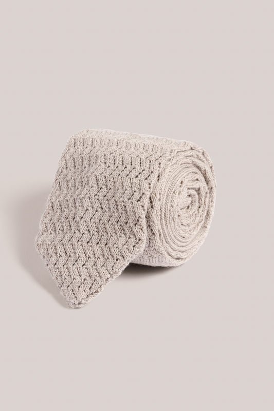 Knitted Tie - Wool - Taupe