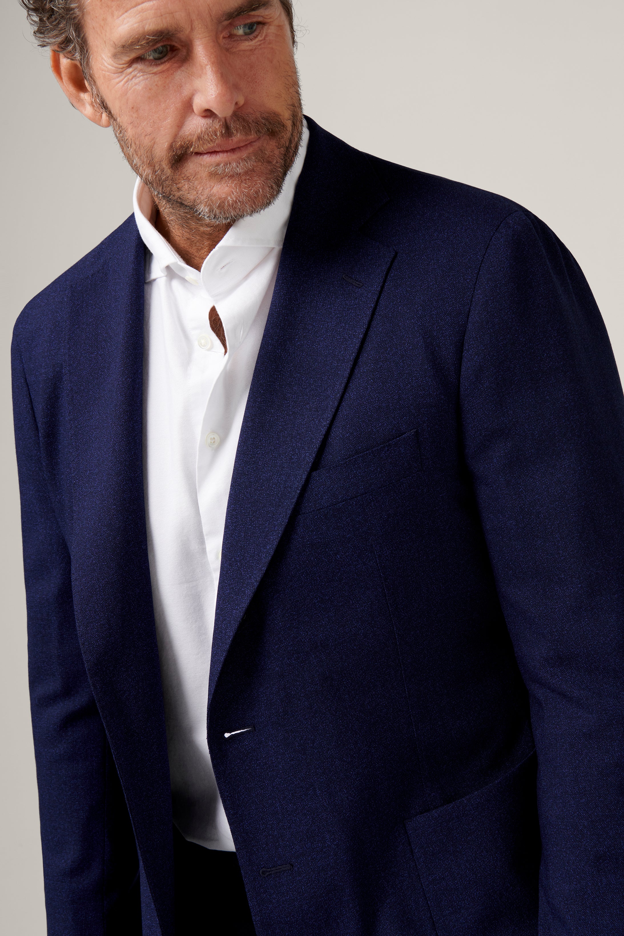 Apollo Deconstructed Hopsack Blazer - Wool - Melange Blue