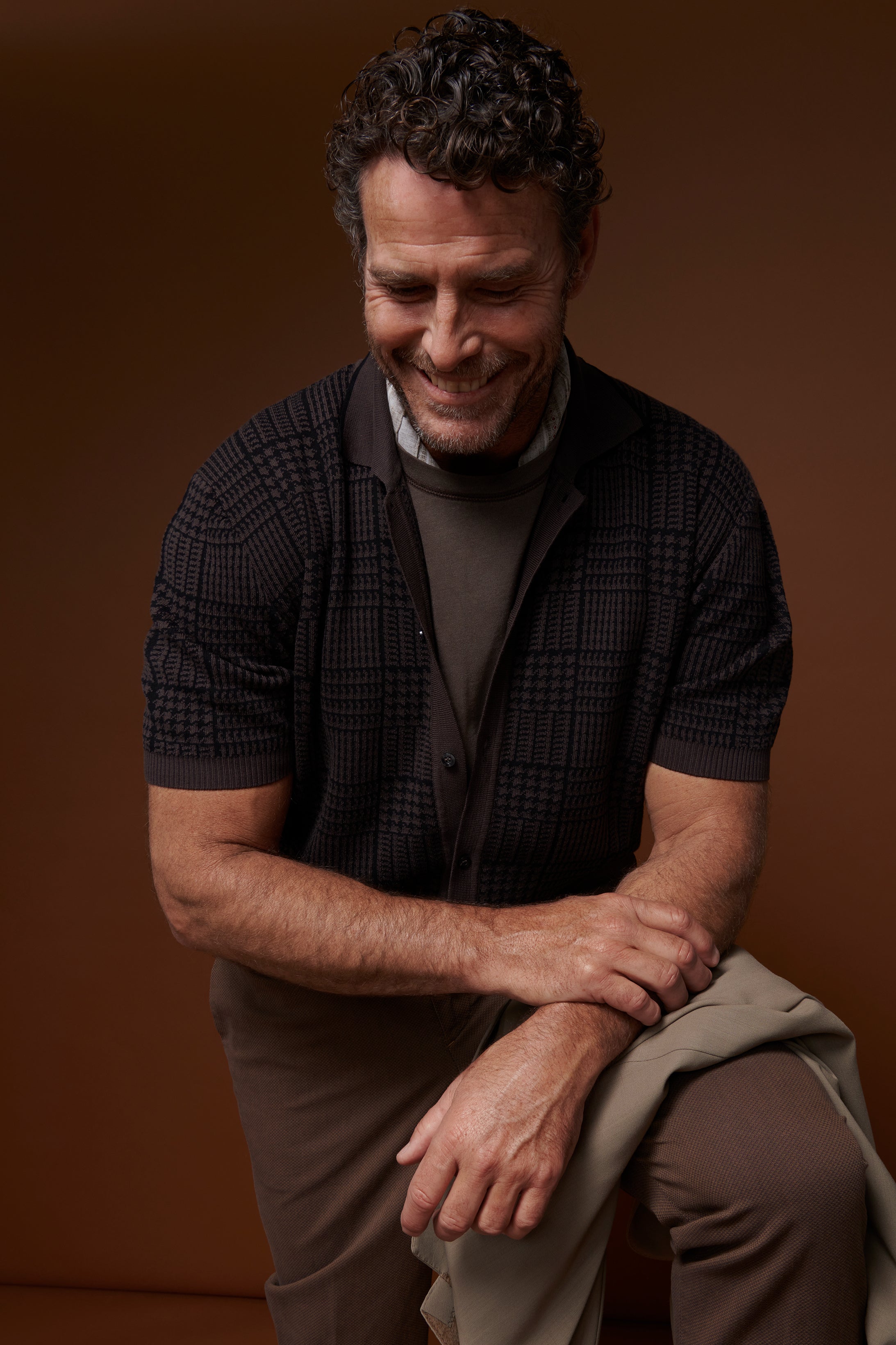 Riviera Short Sleeved Knit Polo - Prince of Wales