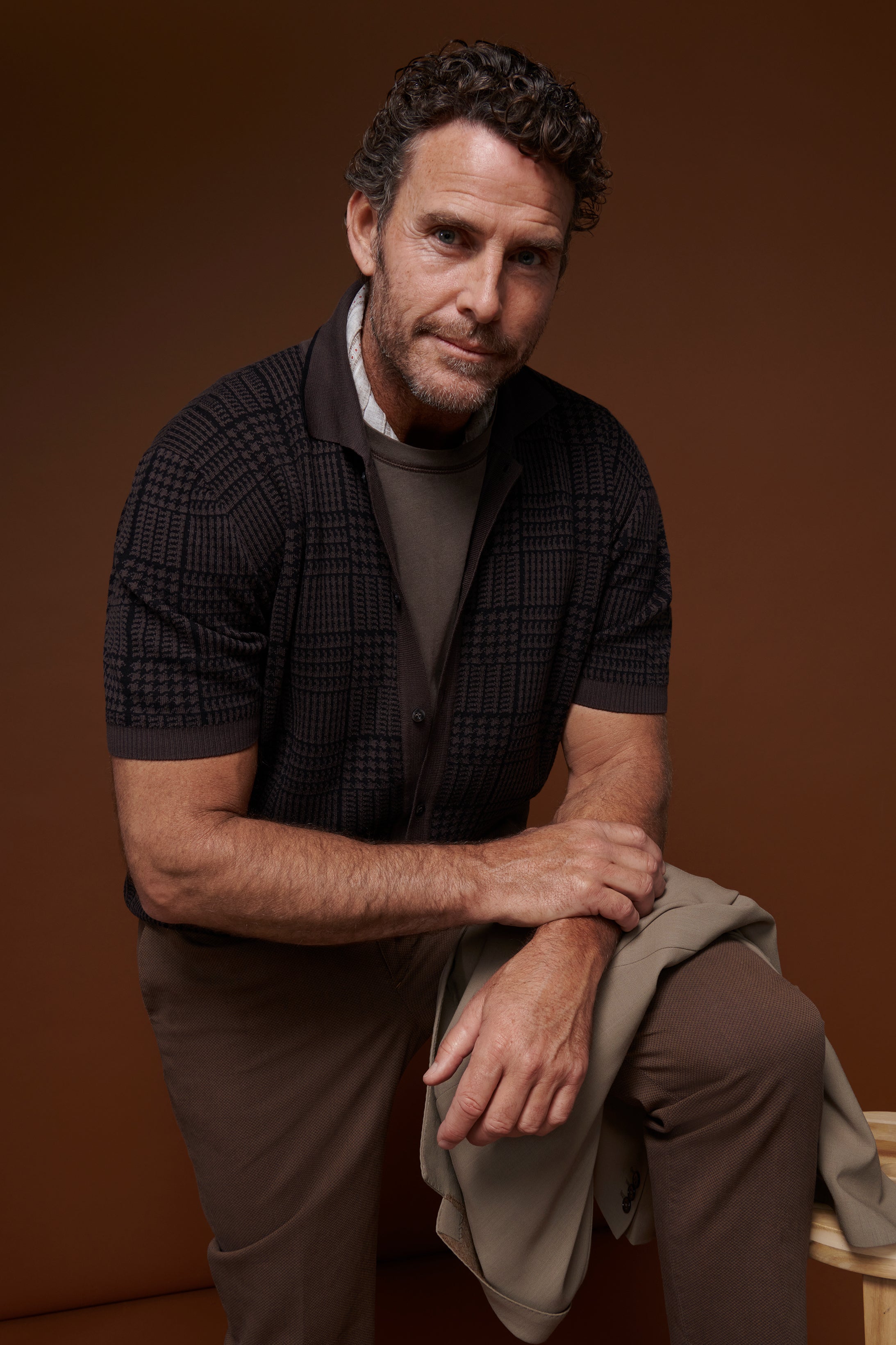 Riviera Short Sleeved Knit Polo - Prince of Wales