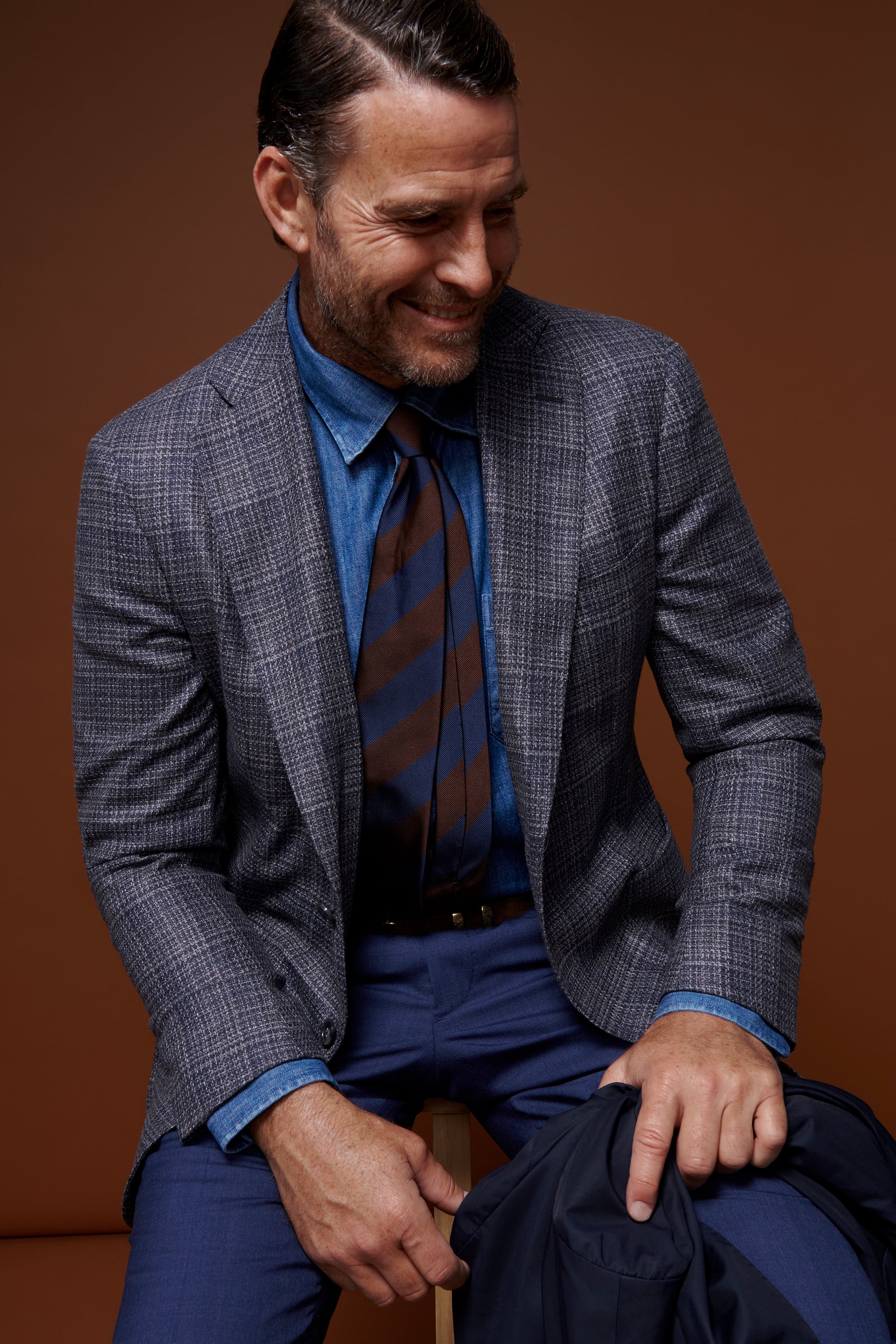 Italian Blazer - Wool/Silk - Melange Charcoal