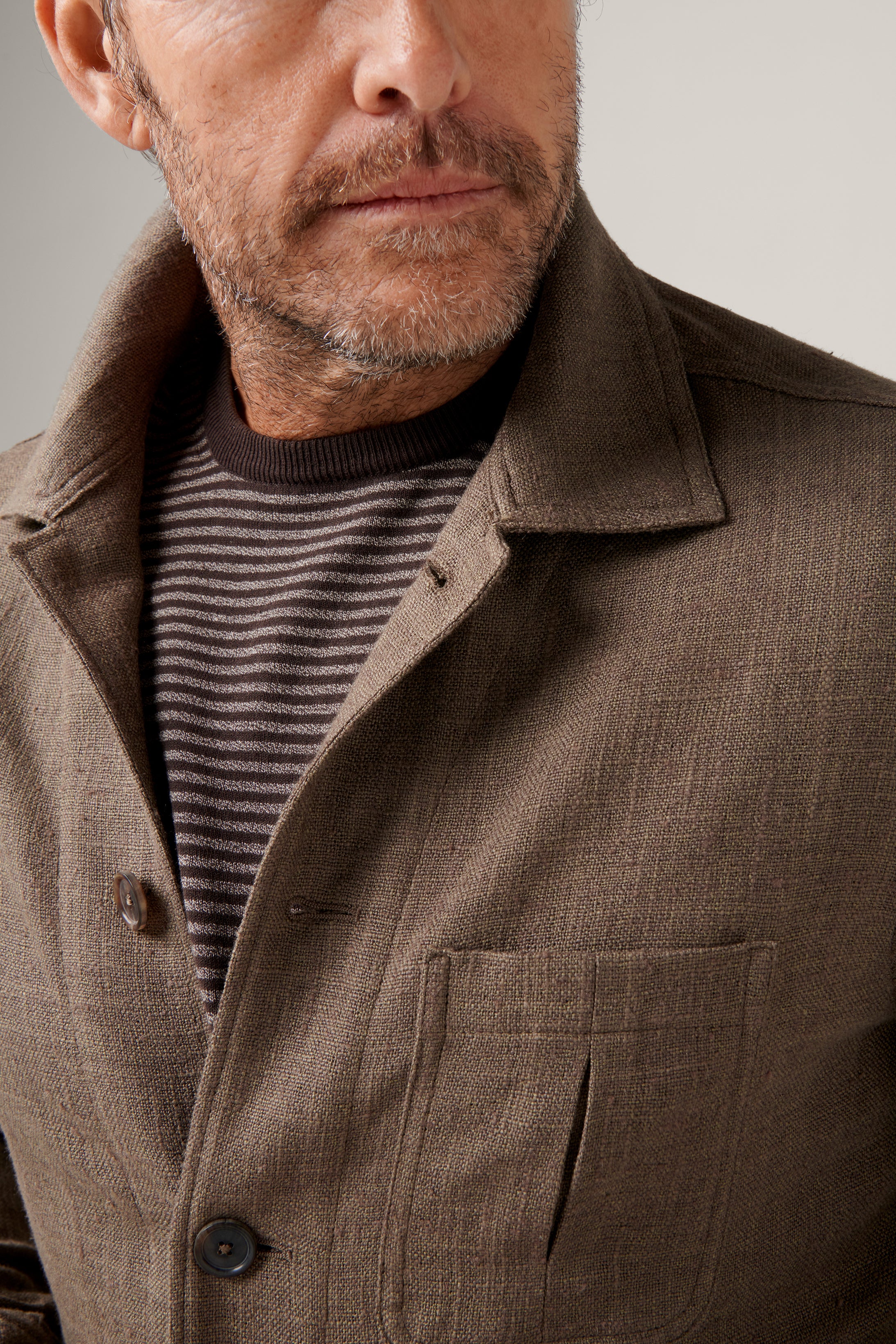 Fitzroy Chore Jacket - Silk/Linen/Cotton - Brown