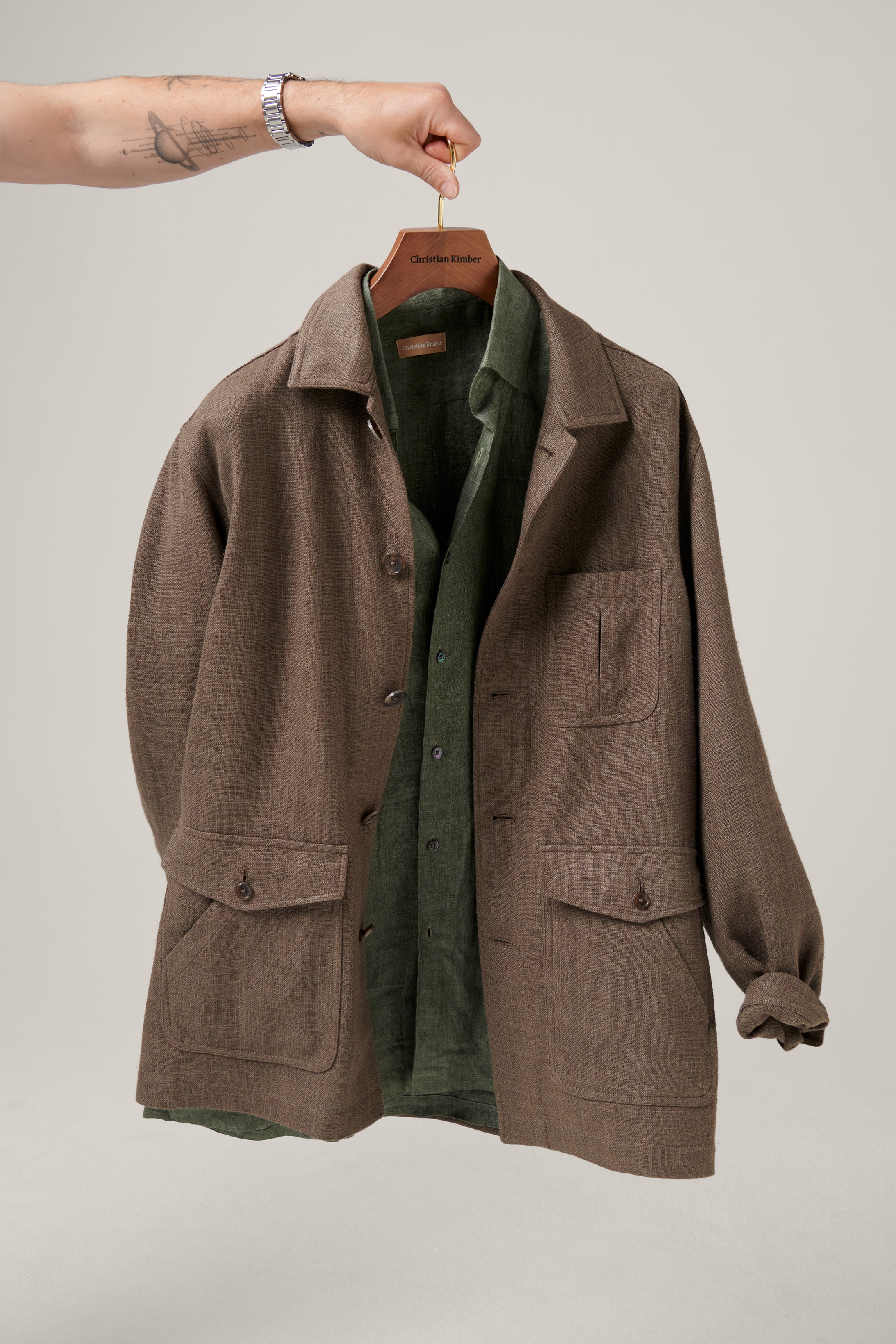 Fitzroy Chore Jacket - Silk/Linen/Cotton - Brown