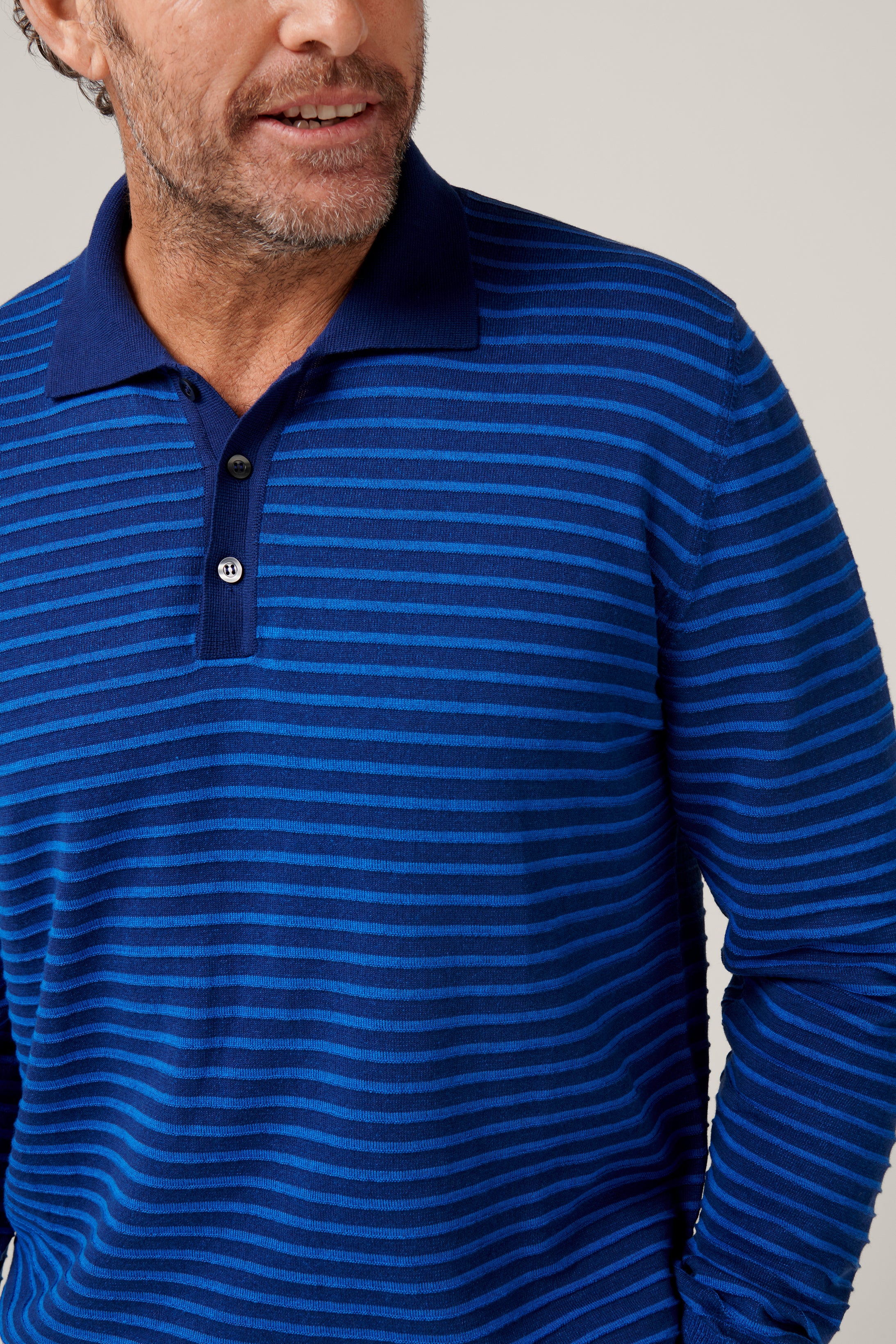 Dulwich Long Sleeved Polo - Blue