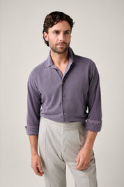 Noosa Long Sleeved Pique Cotton Shirt - Plum