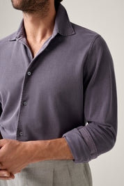 Noosa Long Sleeved Pique Cotton Shirt - Plum