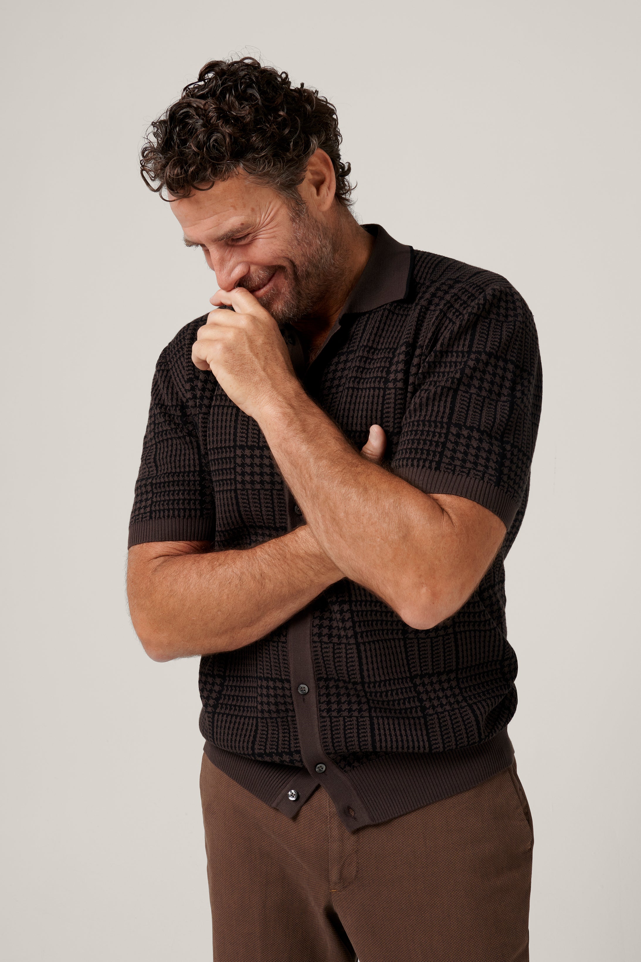 Riviera Short Sleeved Knit Polo - Prince of Wales