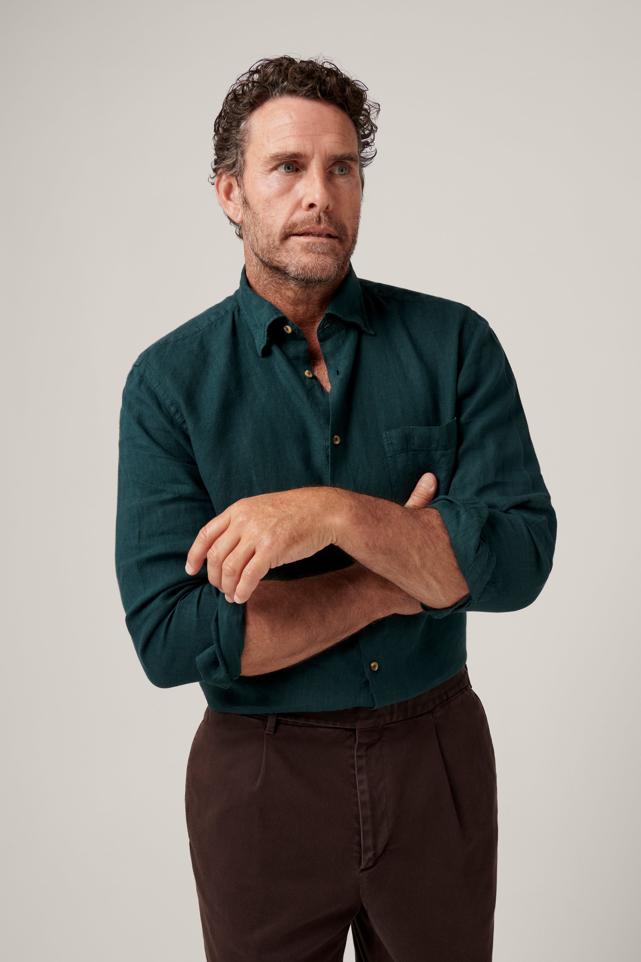 Bronte Garment Dyed Linen Shirt - Green Gables