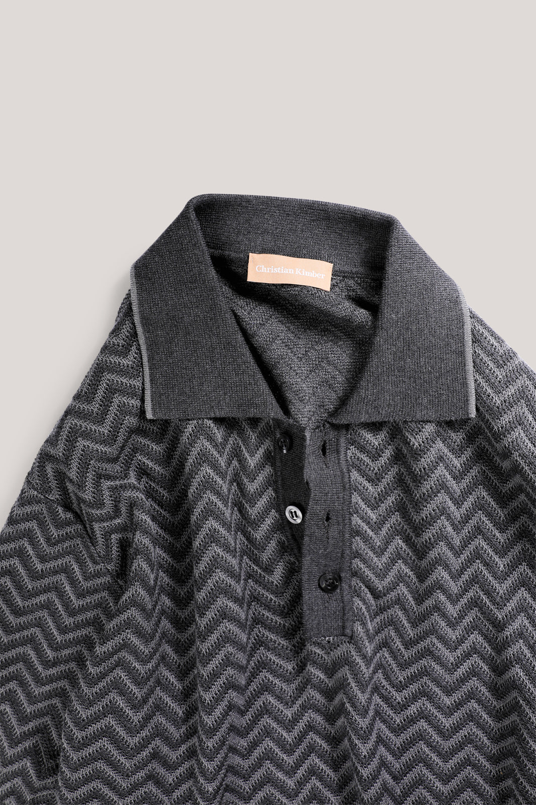 Chevron Knit Polo - Pepper