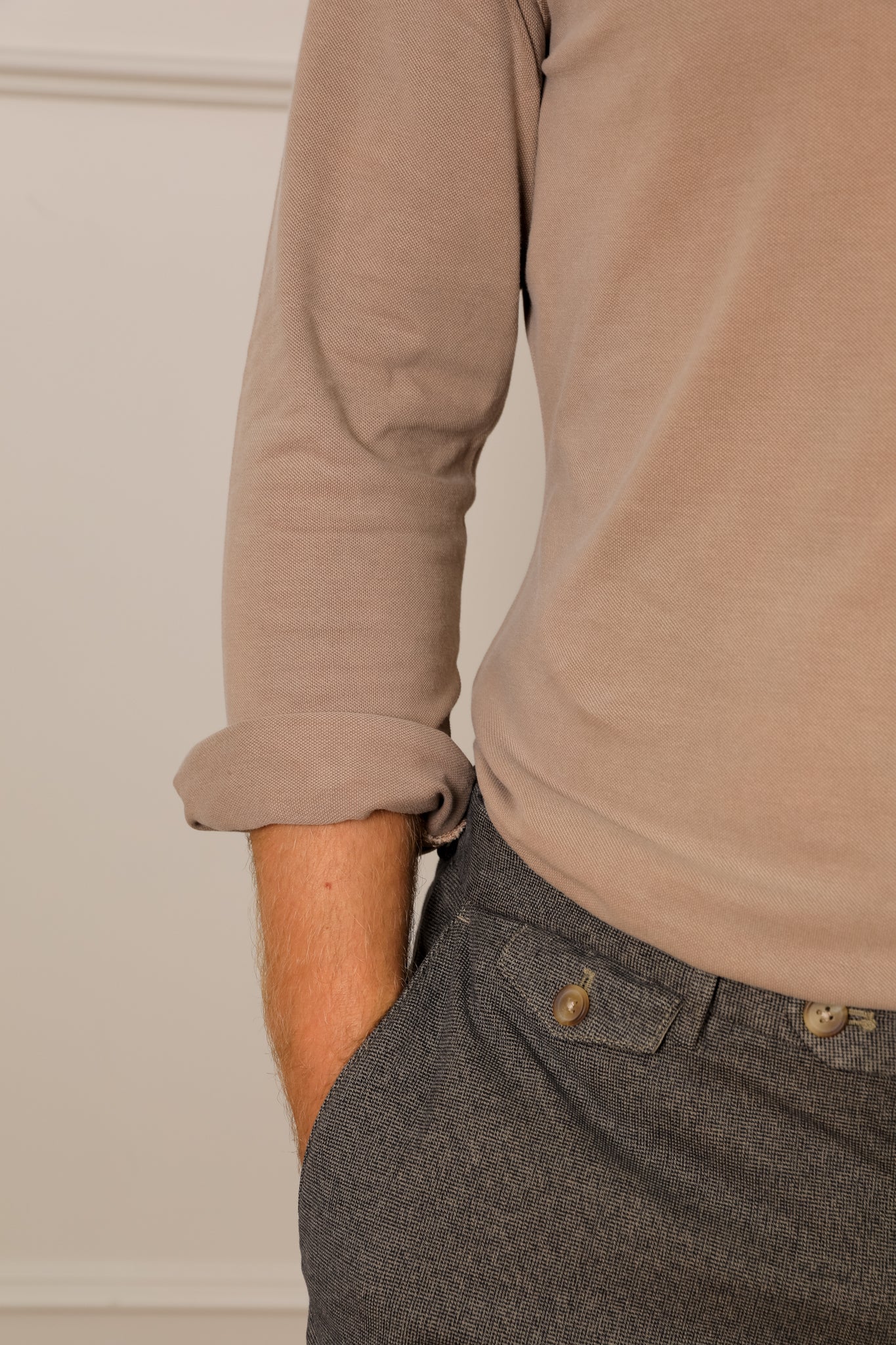Hastings Long Sleeved Polo - Garment-Dyed Oatmeal