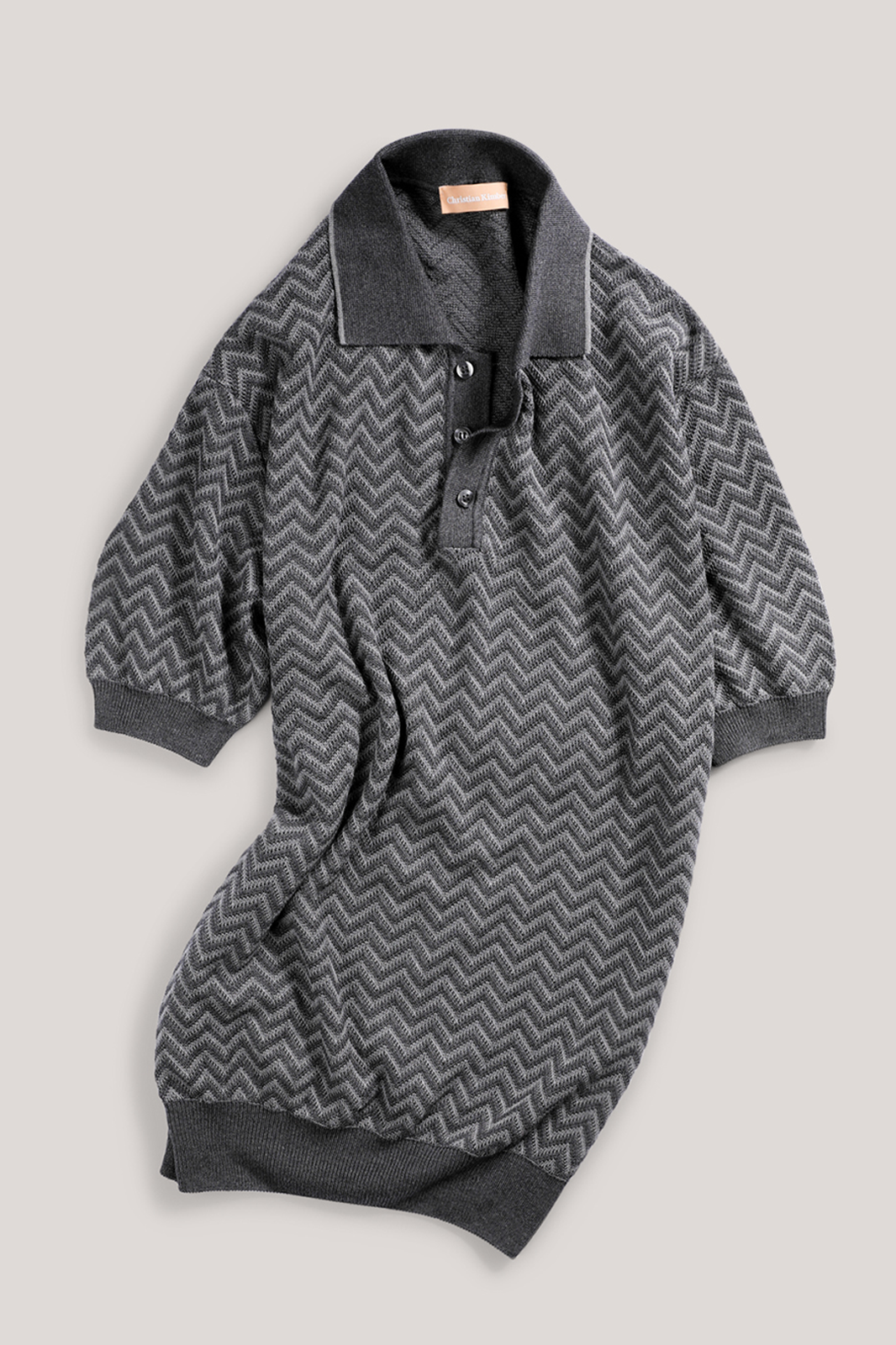 Chevron Knit Polo - Pepper