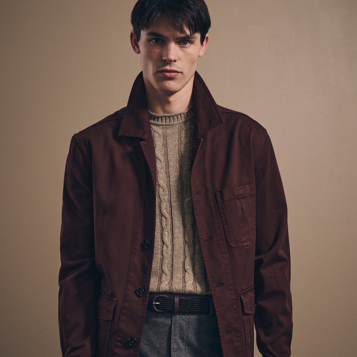 Fitzroy Chore Jacket - Garment-Dyed Cotton - Burgundy Brown