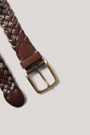 Hepburn Woven Leather Belt - Chocolate