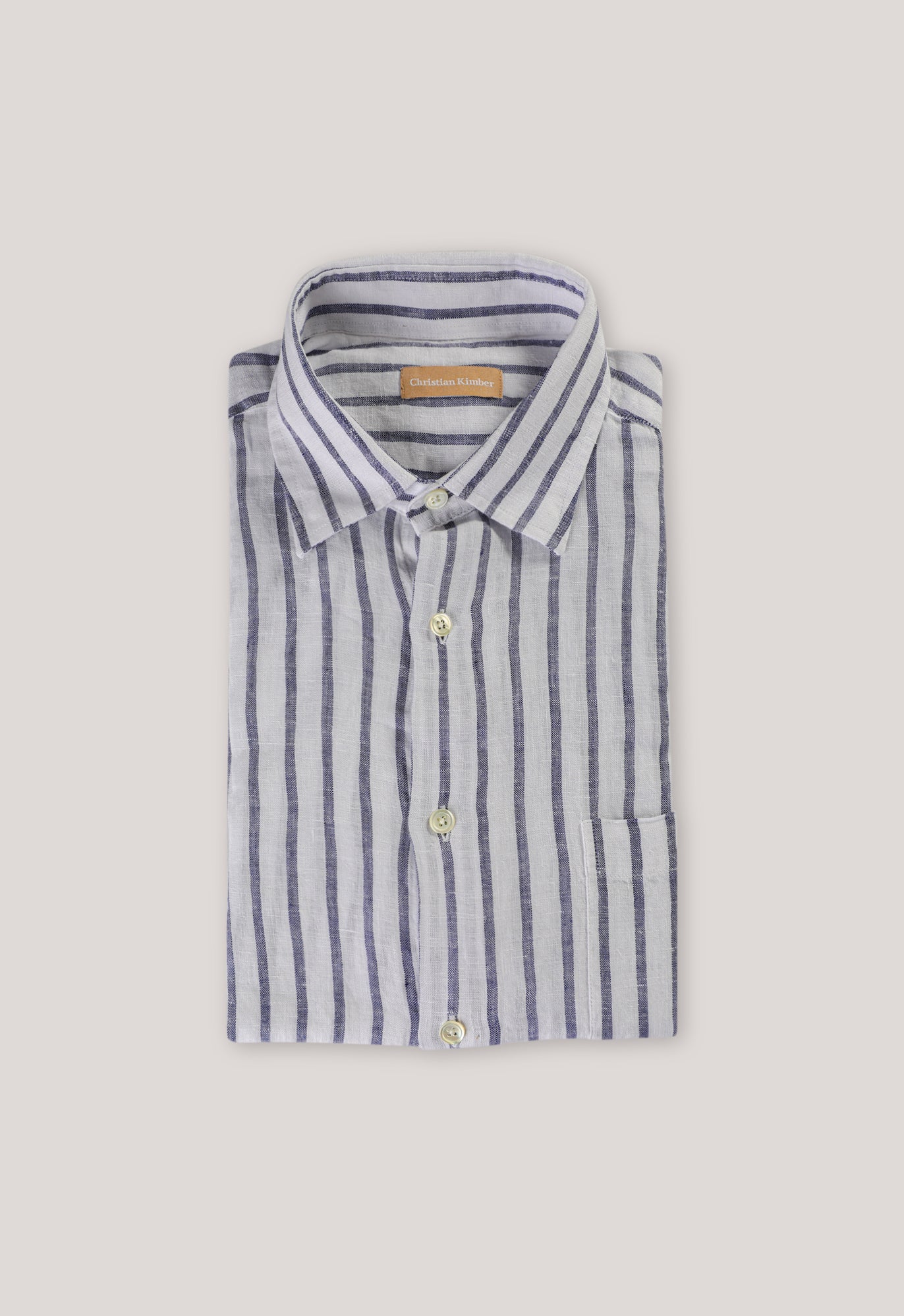 Bronte Italian Stripe Linen Shirt - Navy