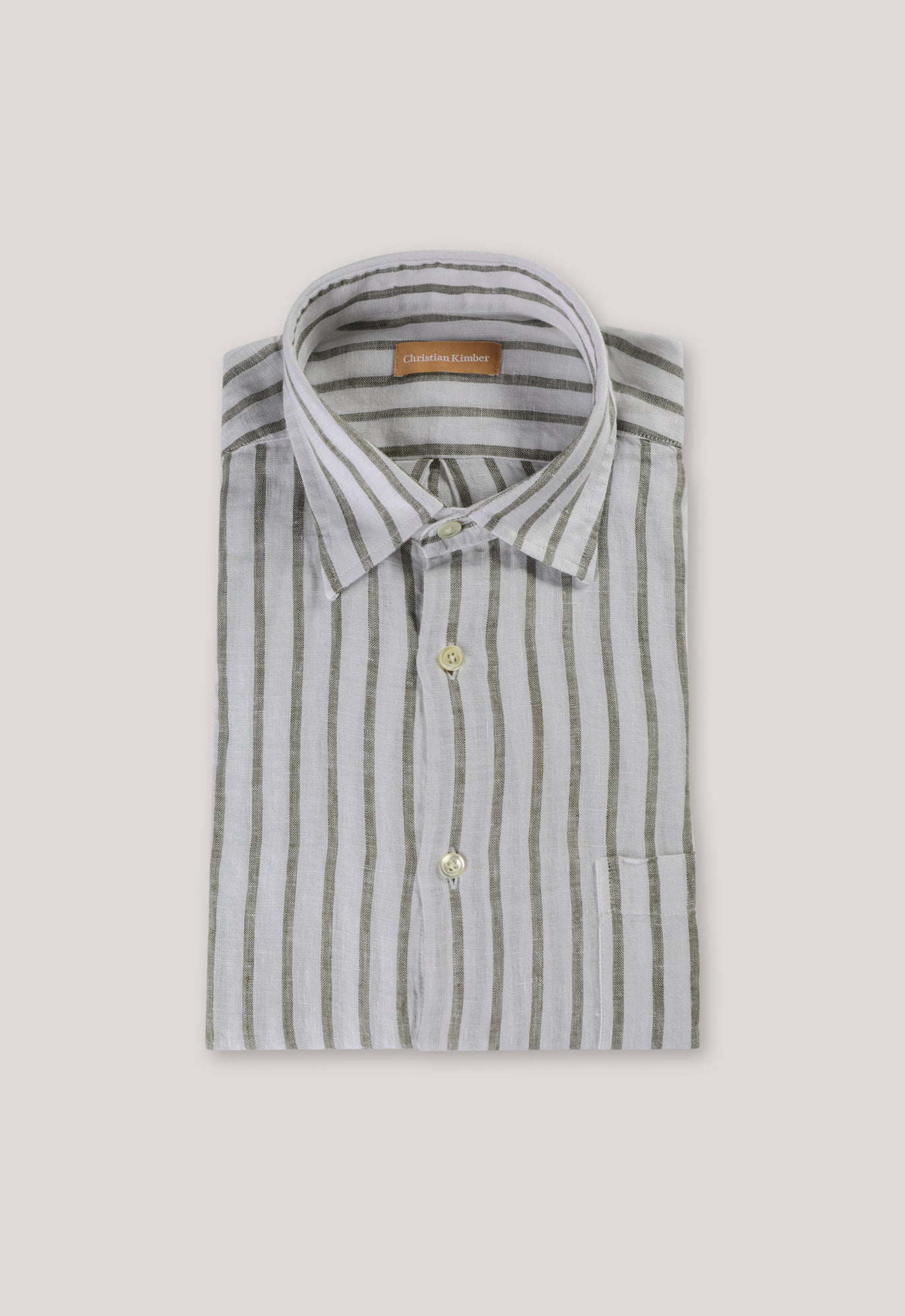 Bronte Italian Stripe Linen Shirt - Olive